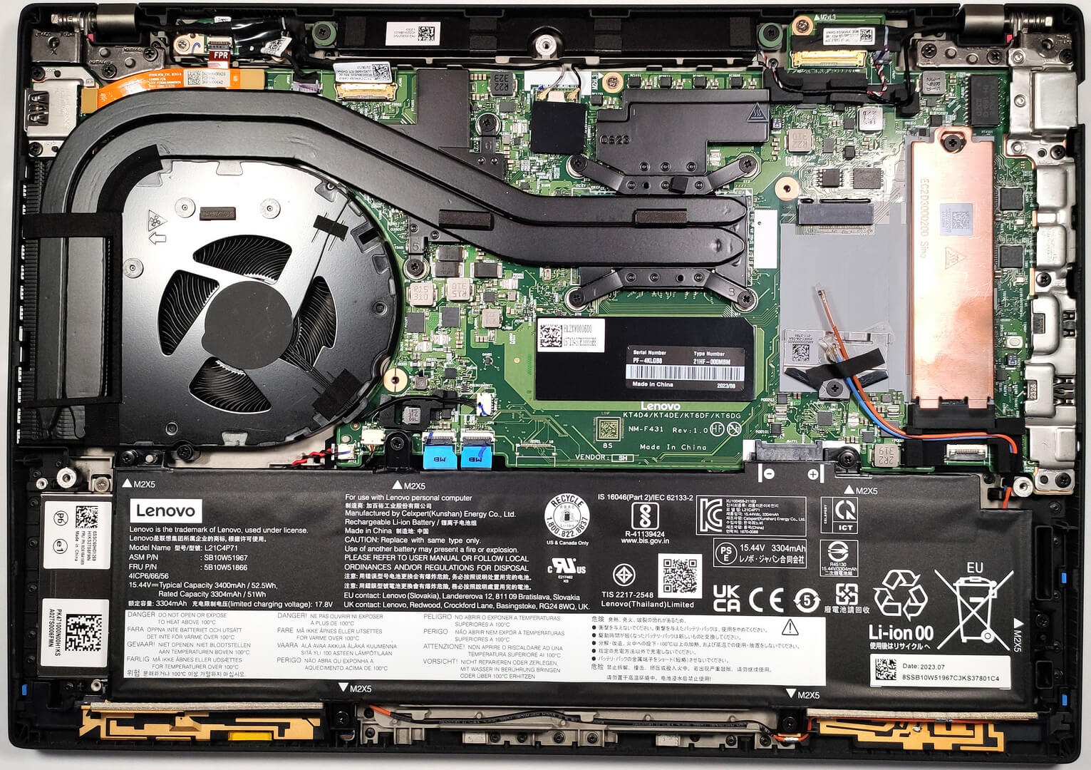 Internal Photo of Lenovo Thinkpad P14s Gen 3 CPU fan original DELTA (ThinkPad P14s Gen 4)